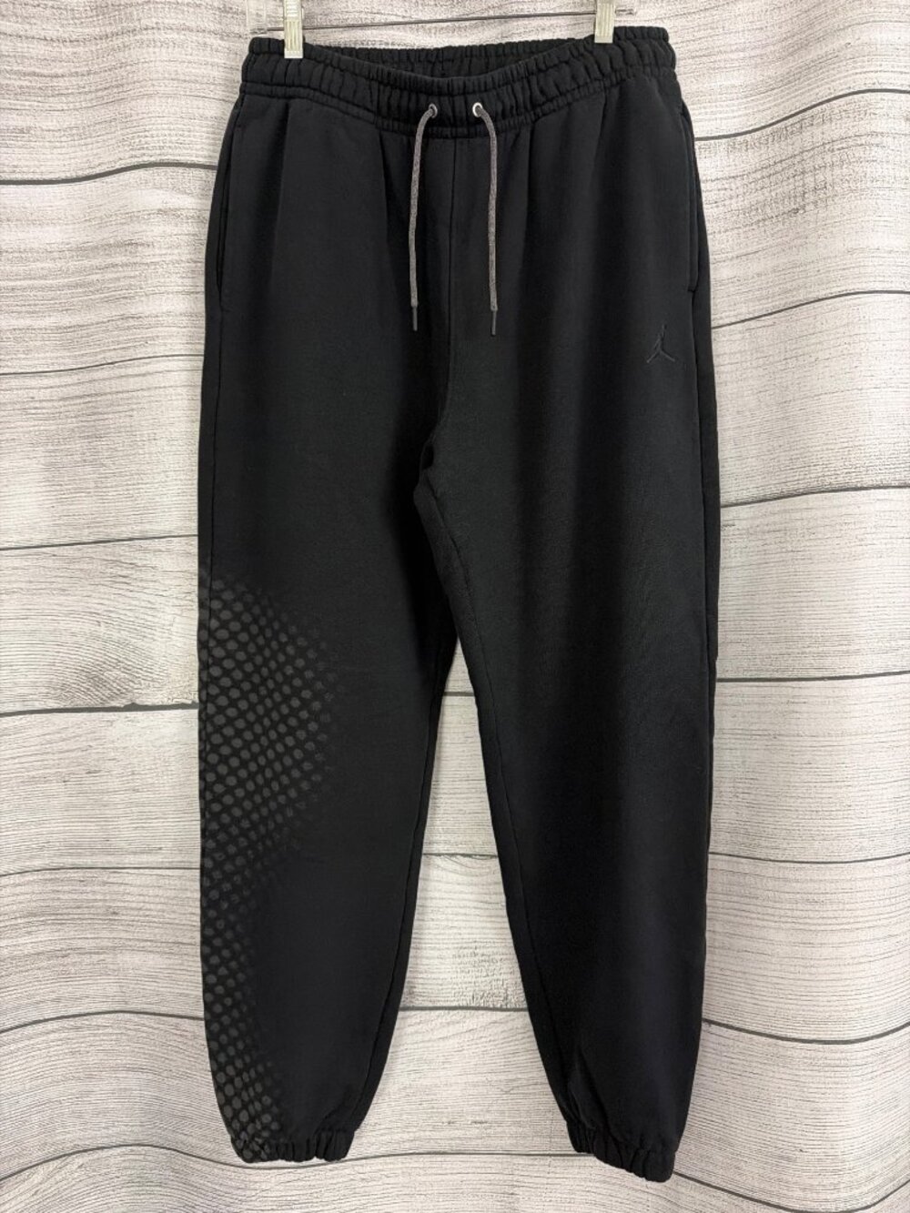 NWT Mens Jordan Black Joggers With Textured Panels & Elastic Cuffs Size L
